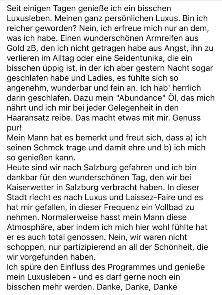 Kundenfeedback - Attitude und Fülle
